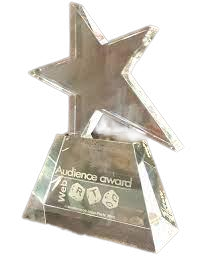 WebRTC Audience Award — silver star-shaped trophy on a glass base